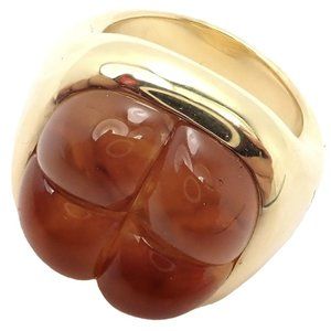 Rare! Authentic Pomellato 18k Yellow Gold Large 4 Citrine Ring Sz 6.5